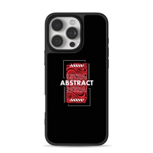 Abstract red swirl warning stripe text framed graphic Phone Case