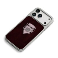 Arsenal FC cannon shield logo on deep burgundy fabric Phone Case