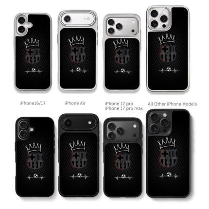 FCB soccer crown heartbeat Chris Brown Phone Case Black Electroplated Silver For Iphone 11 To 17