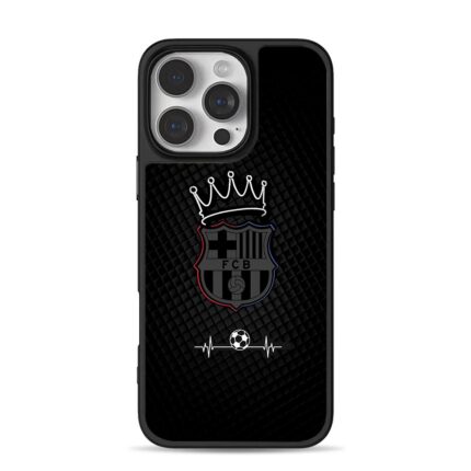 FCB soccer crown heartbeat iPhone 16 Pro Max Black Case