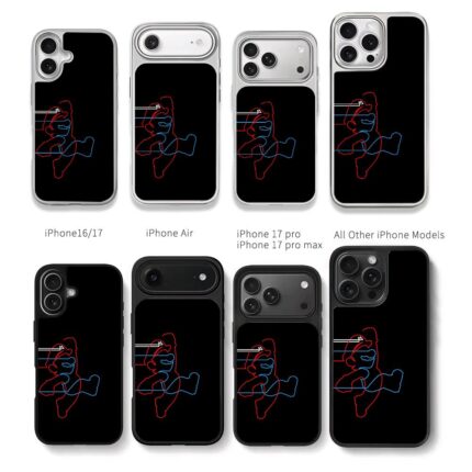Glitch neon Super Mario jumping art Chris Brown Phone Case Black Electroplated Silver For Iphone 11 To 17
