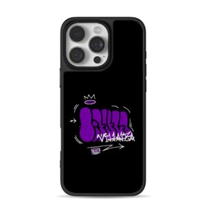 Purple graffiti Paully Villanova crown iPhone 16 Pro Max Black Case