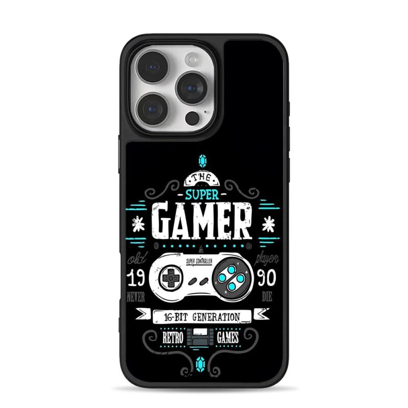 Super gamer retro game controller iPhone 16 Pro Max Black Case