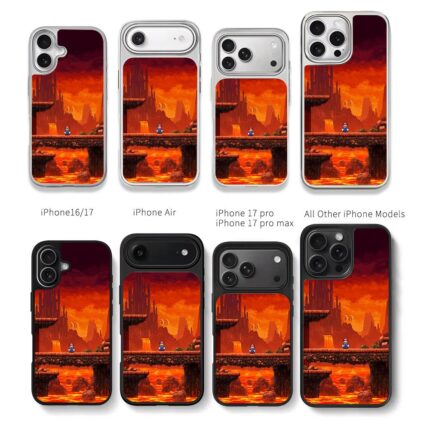 Super Mario pixel lava castle stage Chris Brown Phone Case Black Electroplated Silver For Iphone 11 To 17