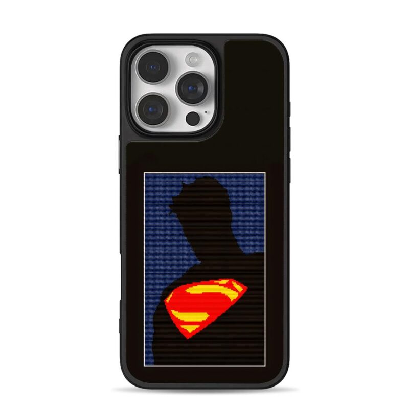 Superman pixel silhouette S logo iPhone 16 Pro Max Black Case