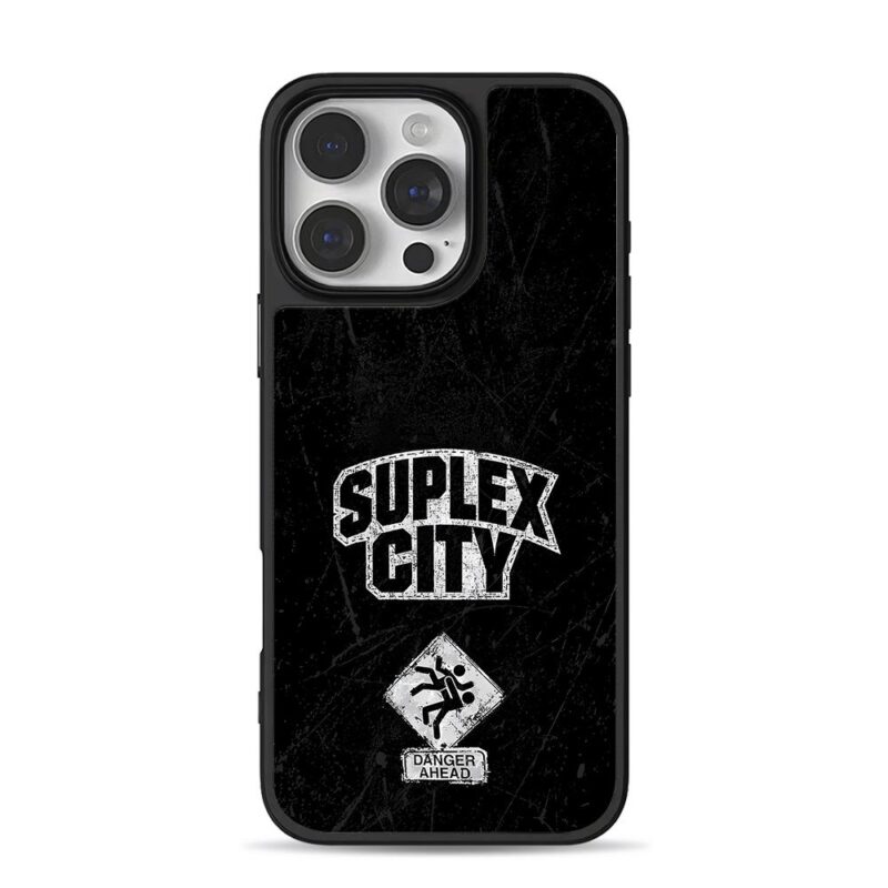 Suplex City wrestling danger sign iPhone 16 Pro Max Black Case