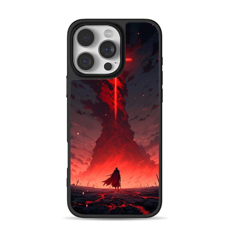 Swordsman red tower graveyard iPhone 16 Pro Max Black Case