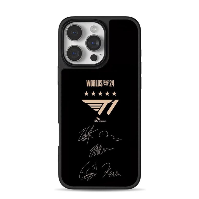 T1 2024 Worlds logo and player sigs iPhone 16 Pro Max Black Case